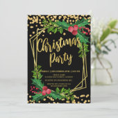 Invitation Gold Black Holly Frame Parties scintillant Noël En (Debout devant)
