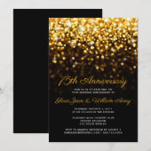 Invitation Gold Black Hollywood Glam 75e anniversaire de Mari (Devant / Derrière)