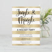 Invitation Gold Black Jingle et Mingle Holiday Party (Debout devant)