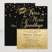 Invitation Gold Black Kiss the Miss Goodbye Fête des mariées (Devant / Derrière)