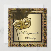 Invitation Gold Black Leopard Masquerade Party (Devant)