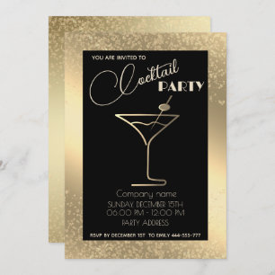 Invitation Gold Black luxe cocktail de vacances