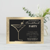 Invitation Gold Black luxe cocktail de vacances (Debout devant)