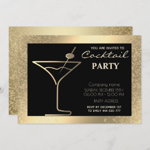 Invitation Gold Black luxe cocktail de vacances