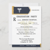 Invitation Gold Black Médicale Prescription Pad Graduation (Devant)
