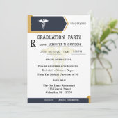 Invitation Gold Black Médicale Prescription Pad Graduation (Debout devant)