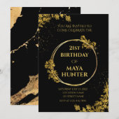 Invitation Gold Black Metallic brillant 21e anniversaire (Devant / Derrière)