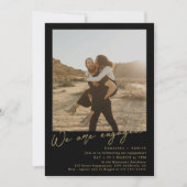 Invitation Gold Black minimalist 2 photos engagement party (Devant)