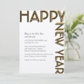 Invitation Gold Black Modern Joyeux Nouvel An Sove Party (Debout devant)