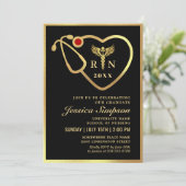 Invitation Gold Black Modern Nursing School Graduation Party (Debout devant)