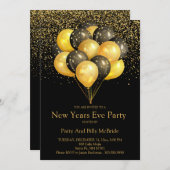 Invitation Gold & Black New Years Eve Party (Devant / Derrière)