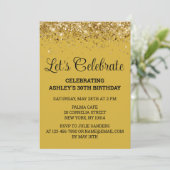 Invitation Gold Black Parties scintillant 30e anniversaire Fê (Debout devant)