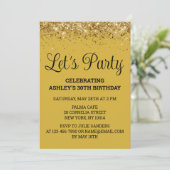 Invitation Gold Black Parties scintillant Bling 30e anniversa (Debout devant)