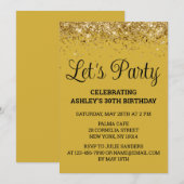 Invitation Gold Black Parties scintillant Bling 30e anniversa (Devant / Derrière)