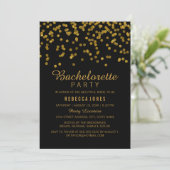 Invitation Gold Black Parties scintillant confetti Bacheloret (Debout devant)