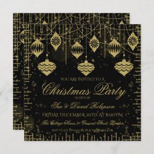 Invitation Gold & Black Parties scintillant Noël Fête de Noël