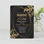 Invitation Gold Black Parties scintillant Surprise 80e annive (Debout devant)