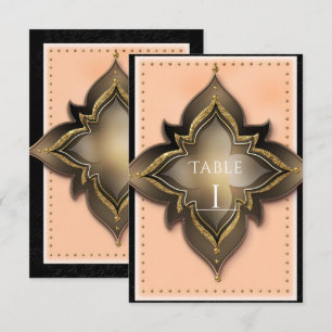Invitation Gold Black & Peach Exotic Chic Party Numéro de tab