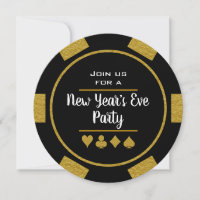 Gold Black Poker Chip Casino Nuit du Nouvel An