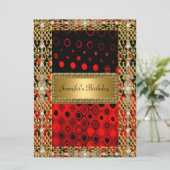 Invitation Gold Black Red fête d'anniversaire (Debout devant)
