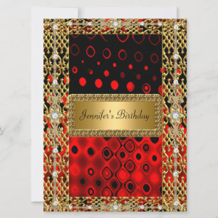 Invitation Gold Black Red fête d'anniversaire