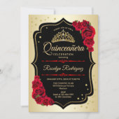 Invitation Gold Black Red Photo Quinceanera (Devant)