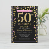 Invitation Gold Black Rose Surprise 50e anniversaire (Debout devant)
