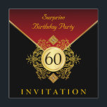 Invitation Gold Black Royal Red 60th Birthday Surprise Party<br><div class="desc">Élégant Red, Black & Gold 50th-60th-70th-any year—gemstone Gold a été taillé en or pour les occasions spéciales et les invitations à des fêtes d'événements. Personnalisez le texte pour créer votre propre invitation pour toute célébration d'étape ou remplacez l'année par votre monogramme pour une raison populaire de célébrer. Les illustrations ne...</div>