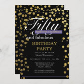 Invitation Gold Black Script Cinquante et fabuleux anniversai (Devant / Derrière)