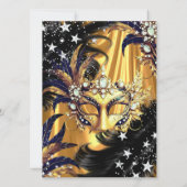 Invitation Gold Black Silver Magical Night Masquerade Party (Dos)