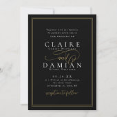 Invitation Gold Black Simple Elegance Romantique Script Maria (Devant)