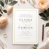 Invitation Gold Black Simple Elegance Romantique Script Maria