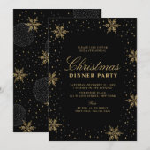 Invitation Gold & Black | Soirée de Noël Moderne Chic (Devant / Derrière)