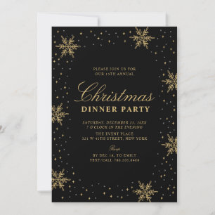 Invitation Gold & Black   Soirée de Noël Moderne Chic