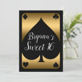 Invitation Gold & Black Spade Glam Casino Sweet 16 Party (Debout devant)