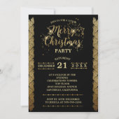 Invitation Gold Black Sparkings Joyeux Noël Party (Devant)