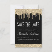 Invitation Gold Black Sparkle Parties scintillant Sweet 16 En (Devant)