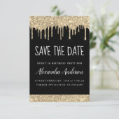 Invitation Gold Black Sparkle Parties scintillant Sweet 16 En (Debout devant)