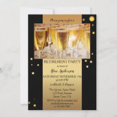 Invitation Gold Black Sparkling Confetti Photo Retirement (Devant)