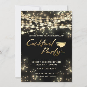 Invitation Gold Black string lumières entreprise Cocktail par