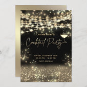 Invitation Gold Black string lumières entreprise Cocktail par (Devant / Derrière)