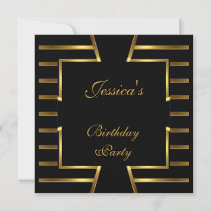 Invitation Gold Black Stripe Art Déco Anniversaire Party 5
