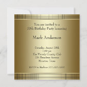 Invitation Gold Black Stripes Mans Classy 50e fête d'annivers (Dos)