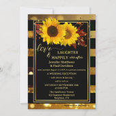 Invitation Gold Black Sunflower Happily Ever After Wedding (Devant)
