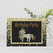 Invitation Gold Black Unicorn Éparkie Anniversaire (Debout devant)
