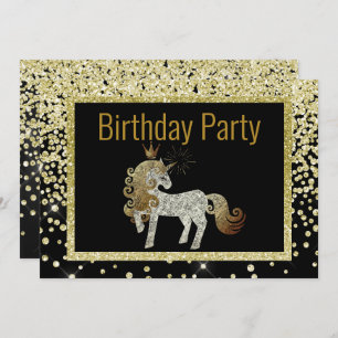 Invitation Gold Black Unicorn Éparkie Anniversaire