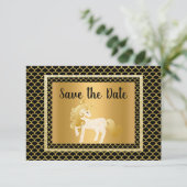 Invitation Gold Black Unicorn Mermaid Party Enregistrer la da (Debout devant)