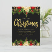 Invitation Gold Black VIRTUAL Christmas Holiday Online Party (Debout devant)