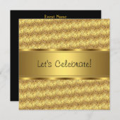 Invitation Gold Black White Coussin Party Événement Invitatio (Devant / Derrière)