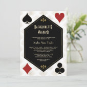 Invitation Gold Black White Vegas Casino Bachelorette Week-en (Debout devant)